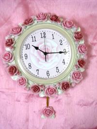2色の薔薇のミックスローズ振り子時計